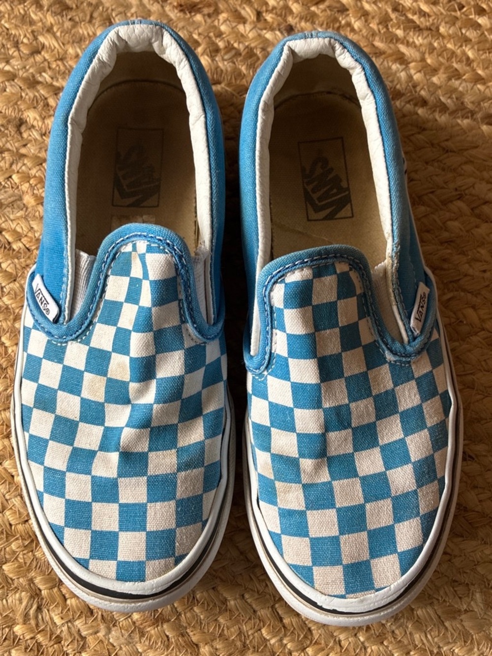 Vans Kids Blue and White Slip-on Size 2.5